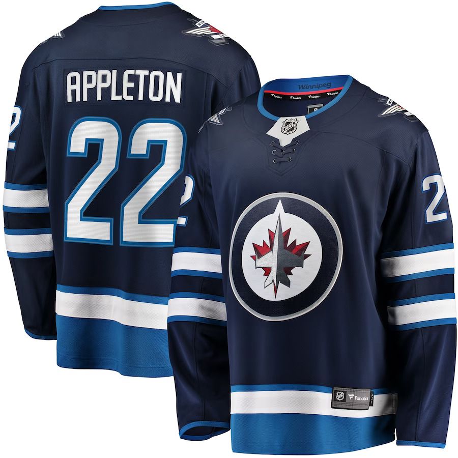 Men Winnipeg Jets 22 Mason Appleton Fanatics Branded Navy Home Breakaway NHL Jersey